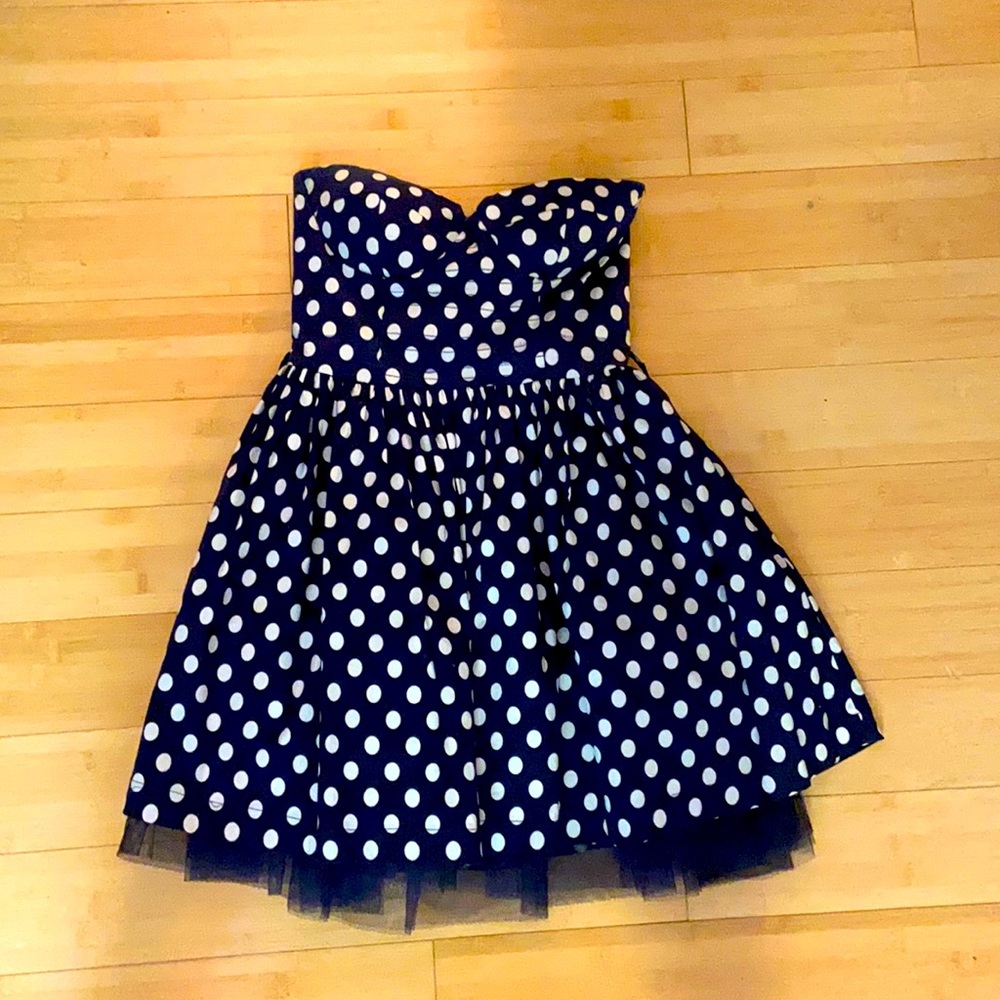 Sans Souci white polka dot navy blue dress